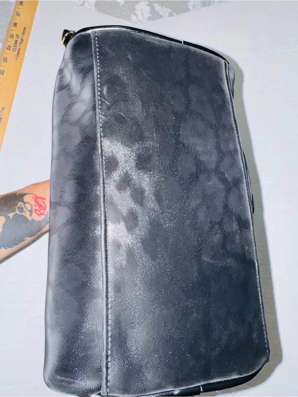 Baby Phat Black leopard print Satchel with Gold Charm Chain BNWT